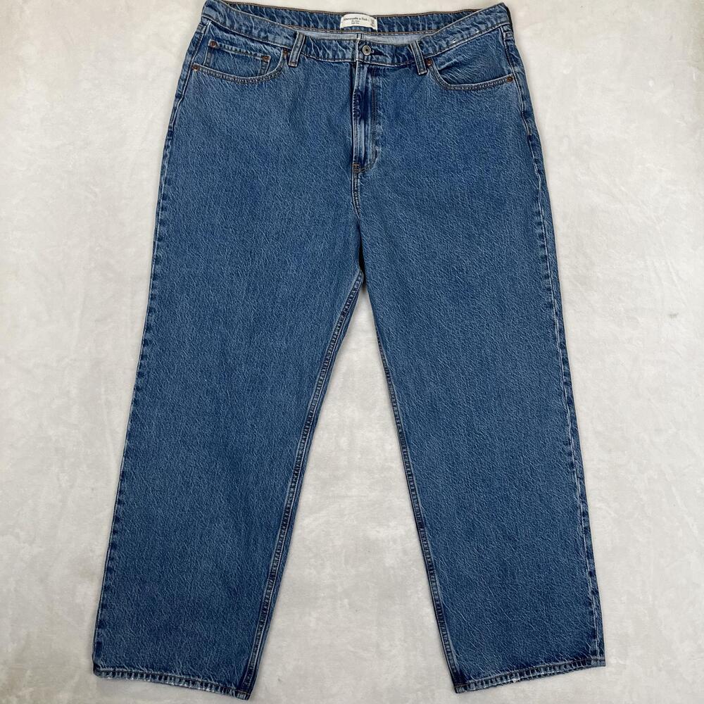 Abercrombie & Fitch The Loose High Rise Jeans Womens 18R Blue Medium Wash Denim
